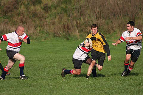 .........and out on the way to his first try