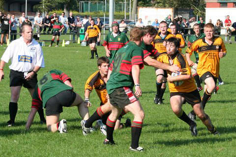 Michael Griffen about to take the hit
