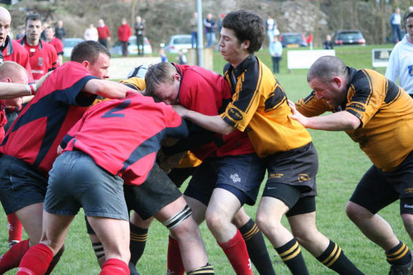 Some of the running tugby on show..